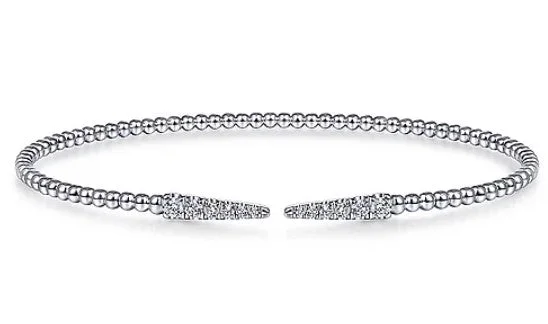 Heavy Silver Bangles-14K White Gold Bujukan Diamond Spikes Split Bangle