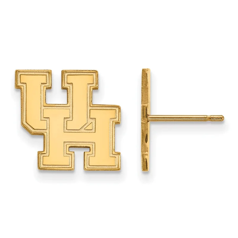 Black Diamond Earrings-14k Yellow Gold University of Houston Small Post Earrings