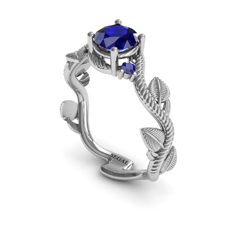 Gemstone Wedding Ring-The Leaves Festival Blue Sapphire Ring- Allison no. 45