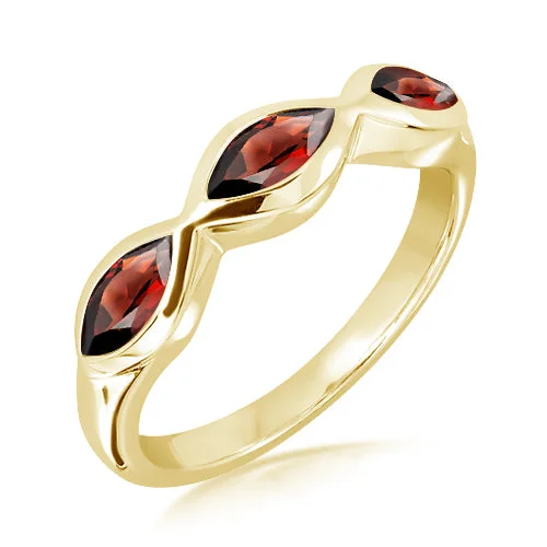 Wedding Set with Diamond Ring-Unique & Co Gold Vermeil Garnet Ring