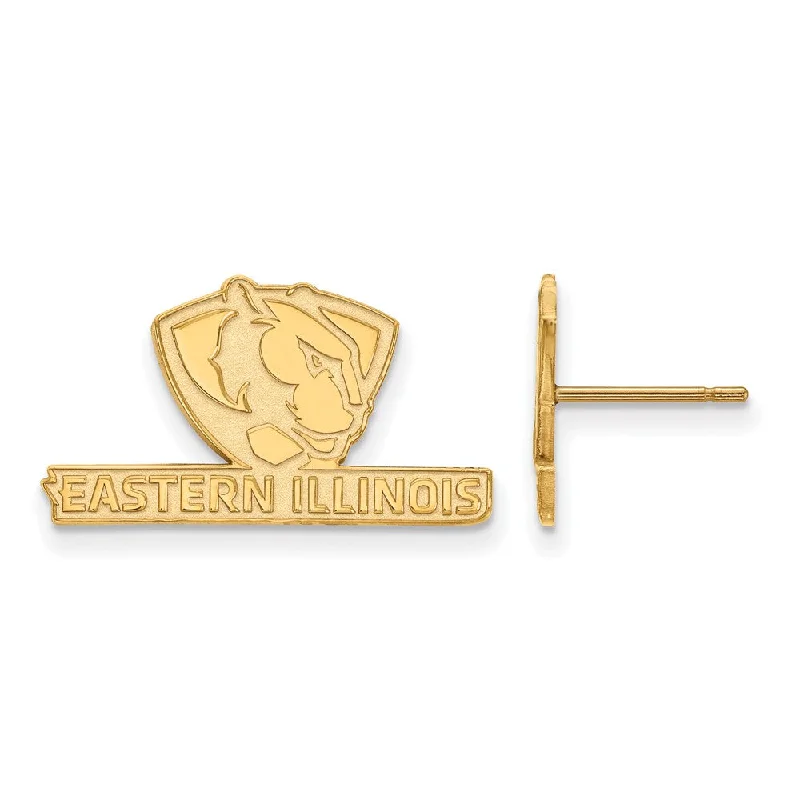 Luxury Gold Earrings-14k Gold Plated Silver Eastern Illinois University Post Earring