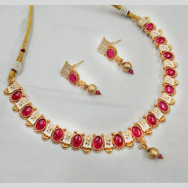 Unique Heart Necklace-Padmawati Bangles Copper Gold Meenakari Necklace Set