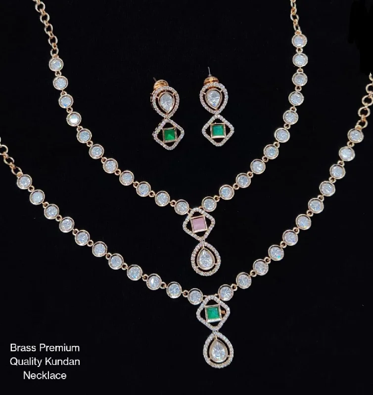 Simple Gemstone Necklace-Kavita Art Gold Plated Polki Kundan Stone Necklace Set