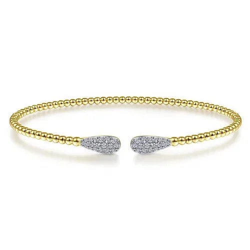 Stackable Wedding Bangles-14K Yellow Gold Bujukan Diamond Teardrops Bangle