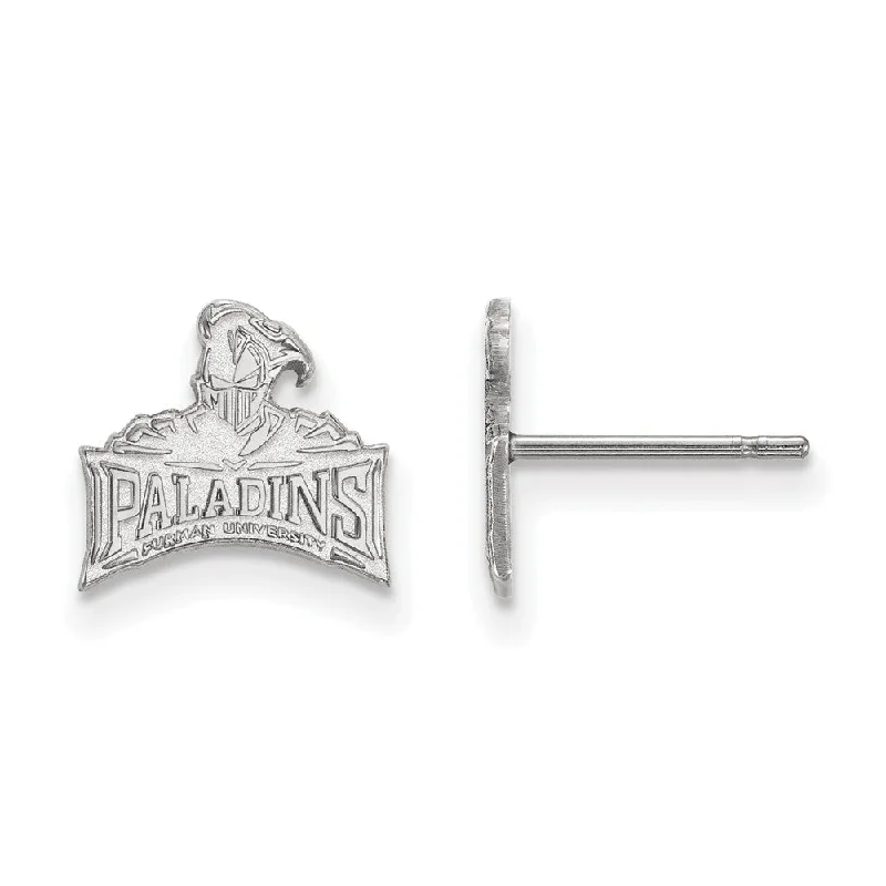 Gold Stud Earrings for Women-10k White Gold Furman University XS (Tiny) Post Earrings