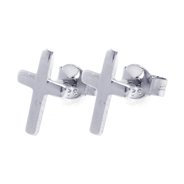 Vibrant Gemstone Earrings-Silver 925 Rhodium Plated Cross Stud Earrings