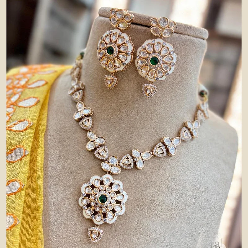 Rose Gold Chain Necklace-Jewel Addiction Gold Plated Polki Kundan Stone Meenakari Necklace Set