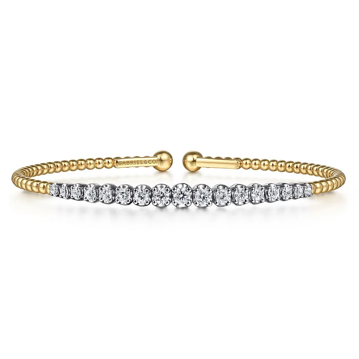 Chunky Bangle Bracelets-14K White and Yellow Gold Diamond Bujukan Bangle