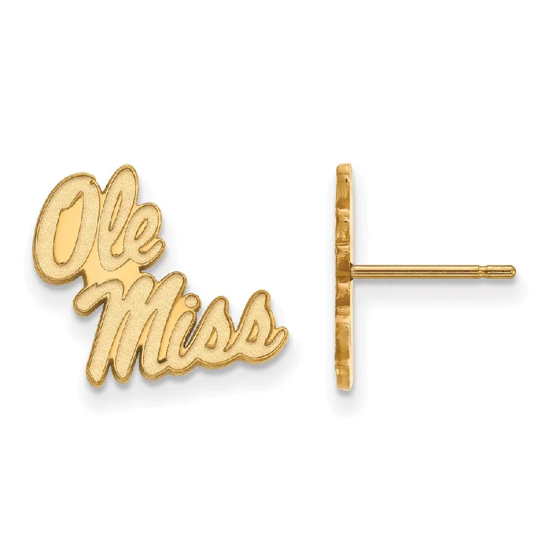 Large Silver Earrings-14k Yellow Gold University of Mississippi Small Post Earrings