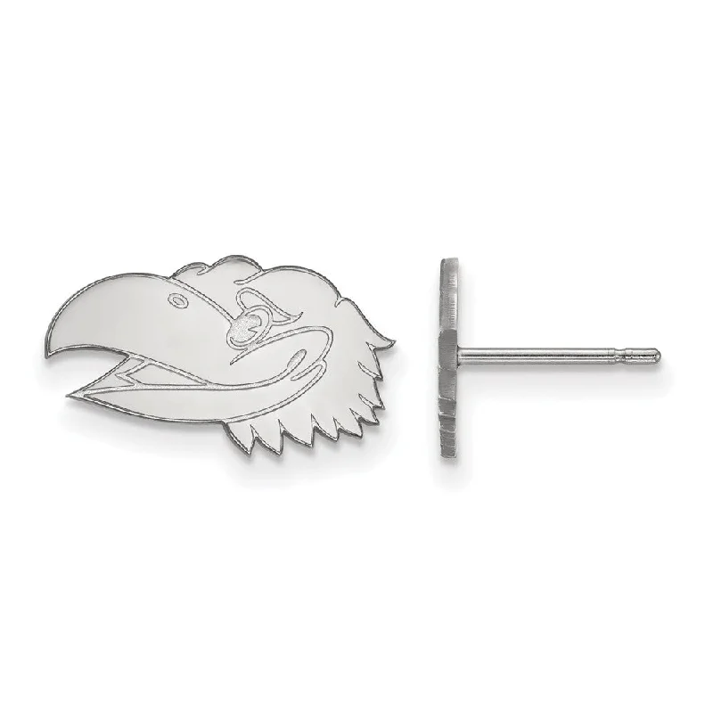 Chic Ear Cuffs-Sterling Silver University of Kansas XS Mascot Head Post Earrings