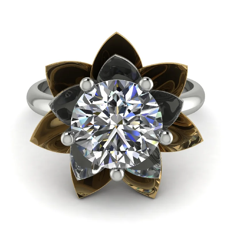 Multi-Stone Engagement Ring-Lynn custom Solitaire Lotus Ring - Lotus no. 300