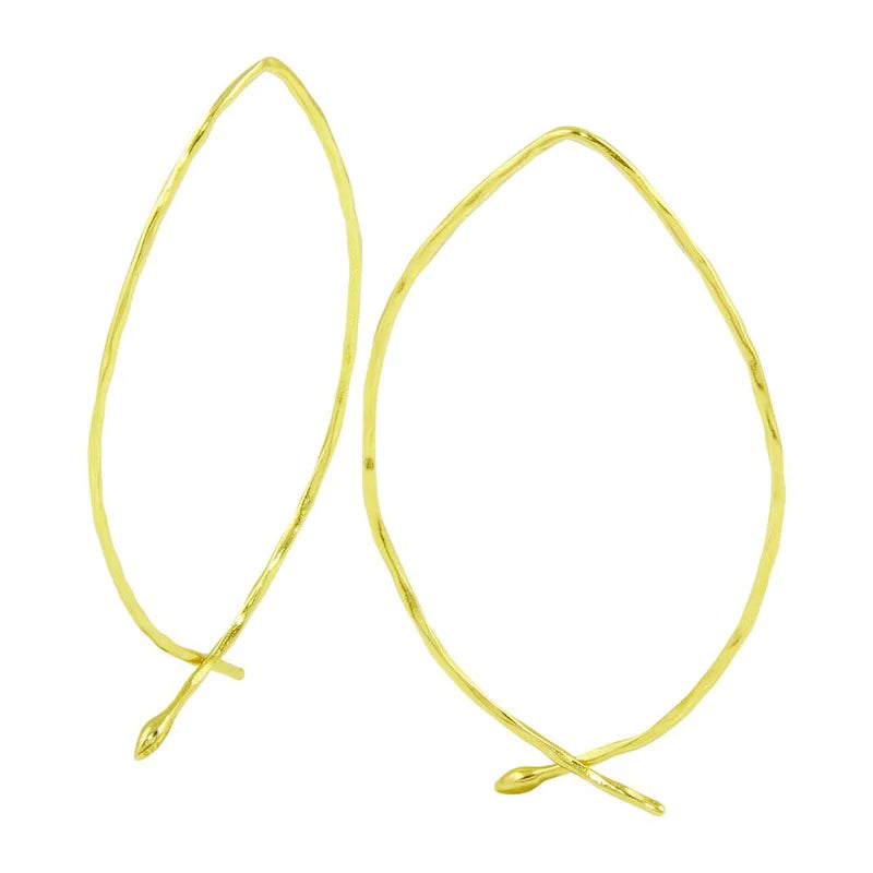 Chunky Hoop Earrings-Silver 925 Gold Plated Pull-Through Earrings