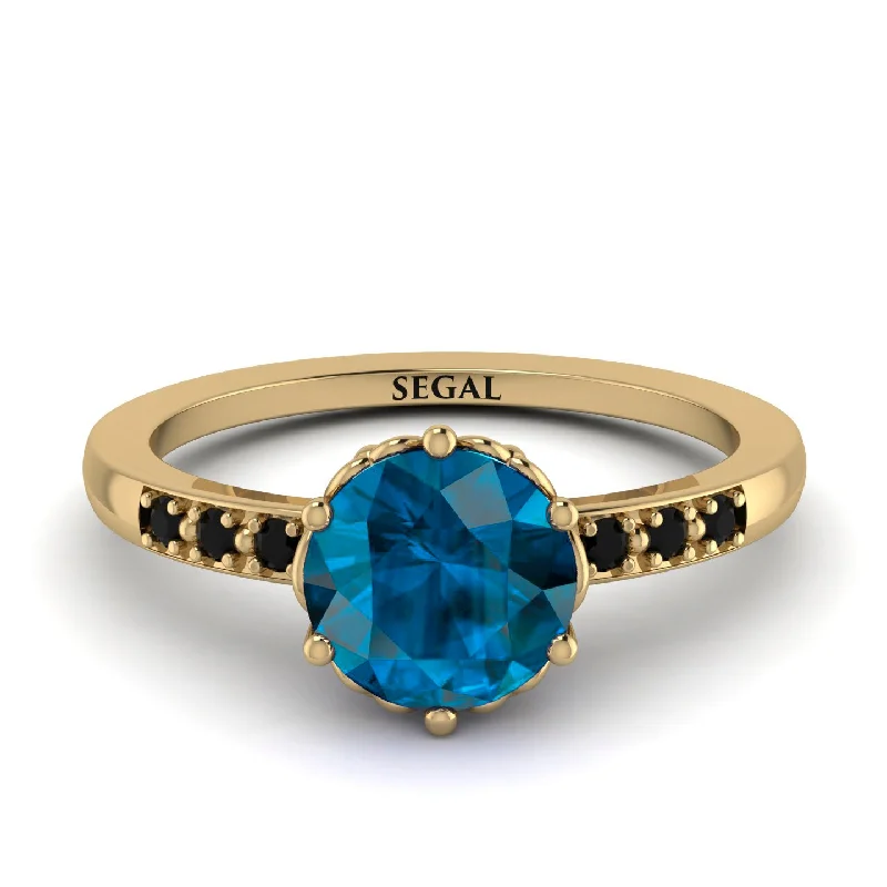 Simple Diamond Ring-Classic Blue Topaz Vintage Ring - Olivia No. 504