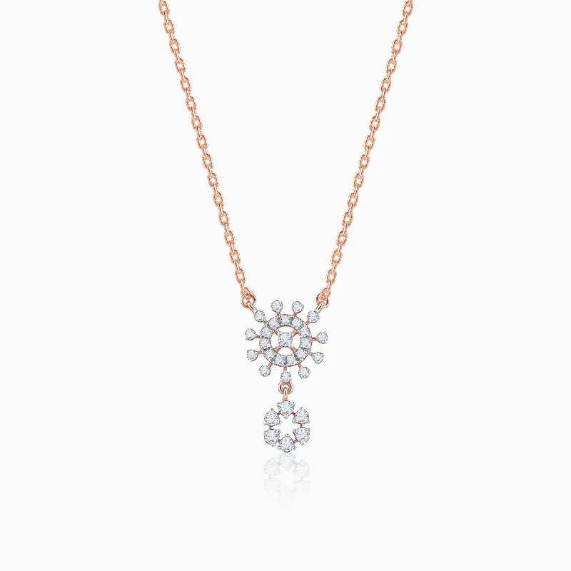 Fashionable Choker Necklace-Rose Gold Floral Glimmer Diamond Necklace