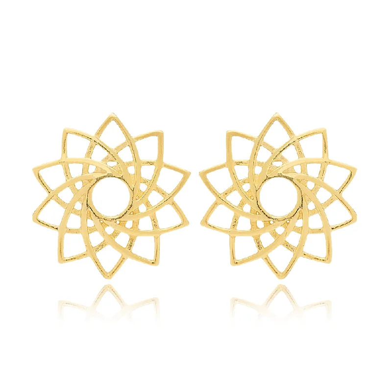 Trendy Tassel Earrings-Tahni Flower Earrings - Handmade Gold Plated Turkish Sterling Silver