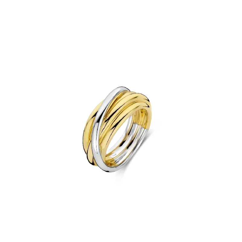 Simple Stacking Ring-Ti Sento Silver Gold Intertwined Ring