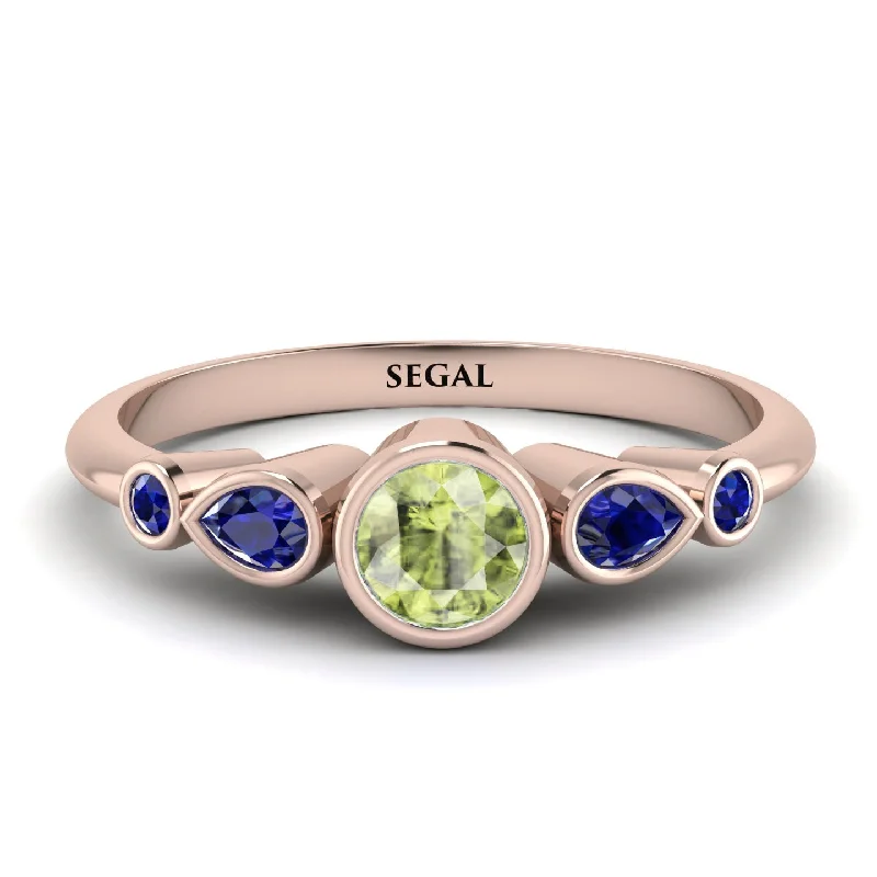 Personalized Stacking Ring-Bezel Symmetrical Peridot Ring - Ivy No. 614