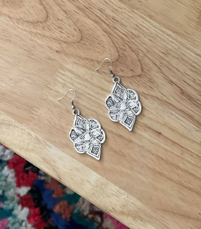 Bold Silver Earrings-Anatolian Boho Earrings - "Flora"