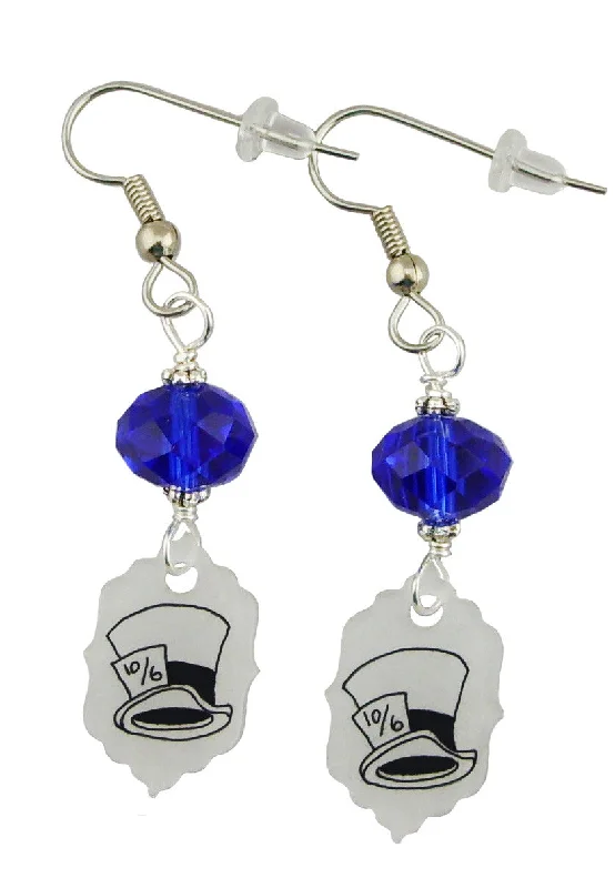 Trendy Pearl Earrings-Alice in Wonderland Inspired Mad Hatter Hat Earrings