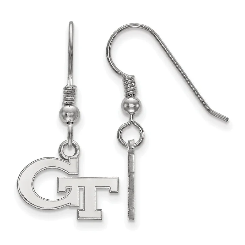 Double Drop Earrings-Sterling Silver Georgia Technology XS (Tiny) Dangle Wire Earrings