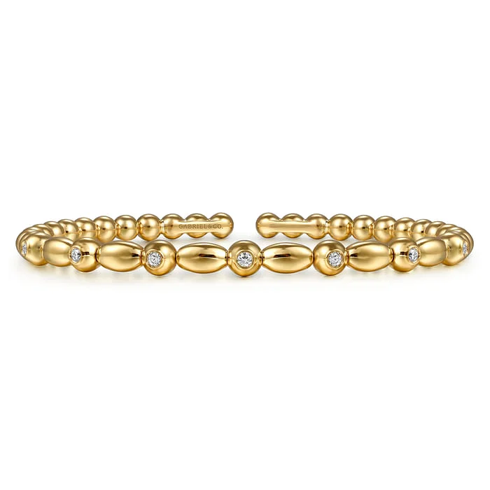 Hand-painted Bangles-14K Yellow Gold Bujukan Diamond Split Bangle Bracelet