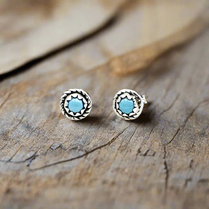 Artisan Silver Earrings-Turquoise Navajo Studs