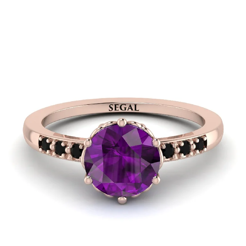 Gemstone Cocktail Ring-Classic Amethyst Vintage Ring - Olivia No. 305