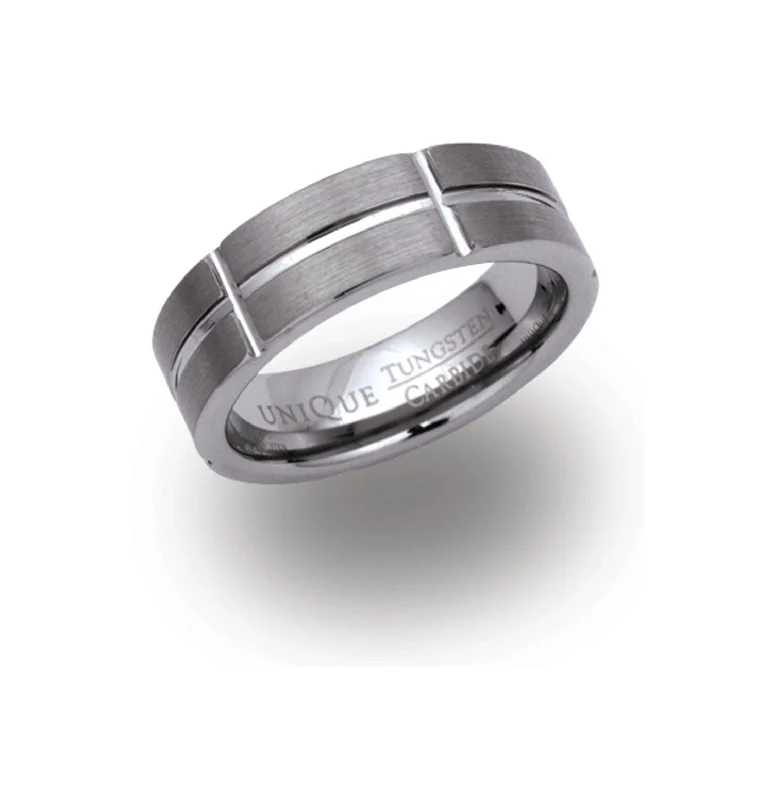 Sapphire Engagement Ring-Unique & Co Tungsten Carbide Ring