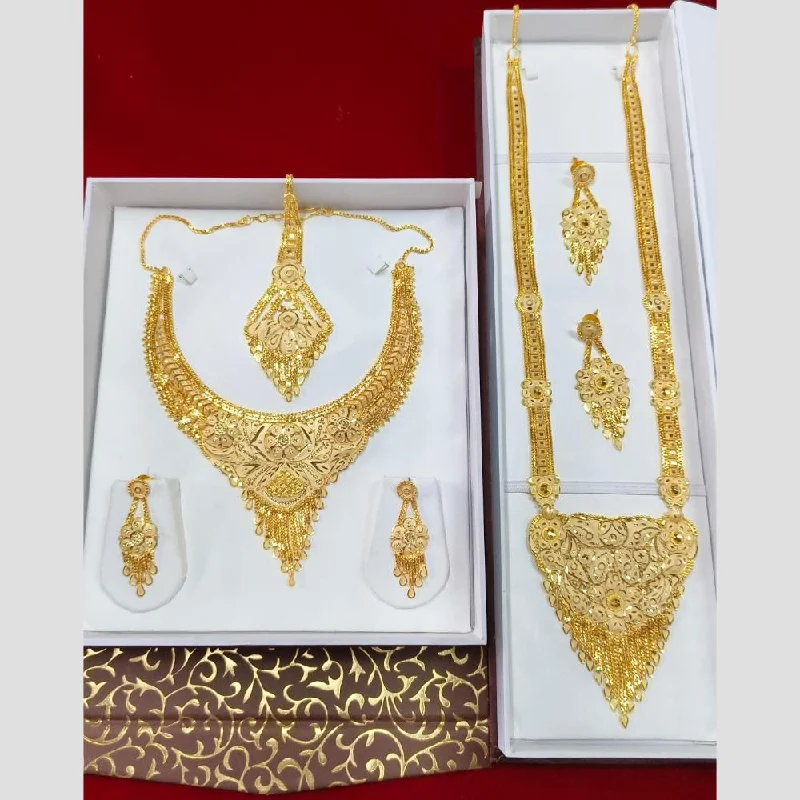 Gold Pendant Necklace for Women-Pari Art Jewellery Forming Double Necklace Set