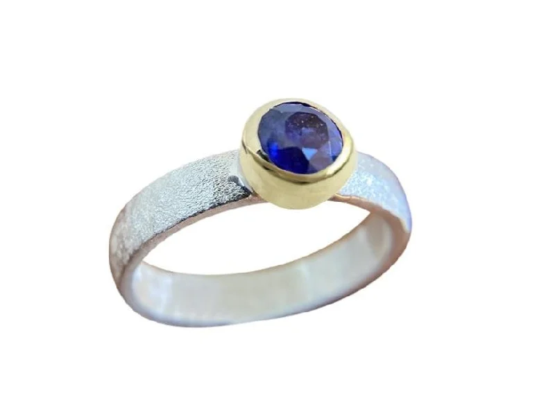 Silver Stackable Rings-Yaron Morhaim 9ct Gold & Sapphire Ring