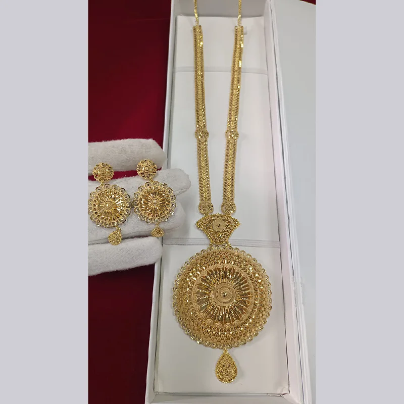 Designer Gold Necklace-Pari Art Jewellery Forming Long Necklace Set