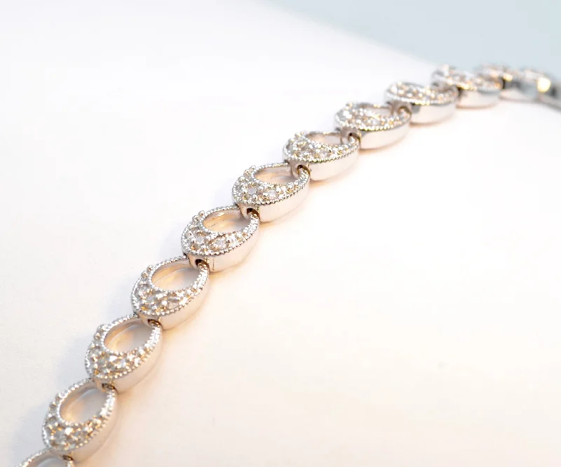 Classic Chain Link Bracelets-Sterling Silver/CZ Bracelet