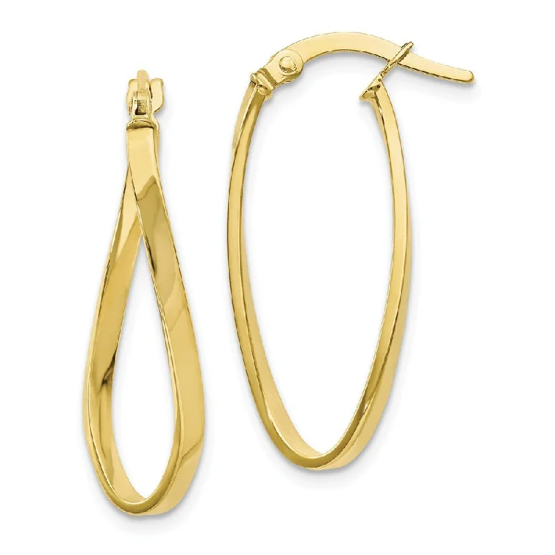 Custom Gemstone Earrings-1.8mm Twisted Oval Hoop Earrings in 10k Yellow Gold, 26mm (1 Inch)