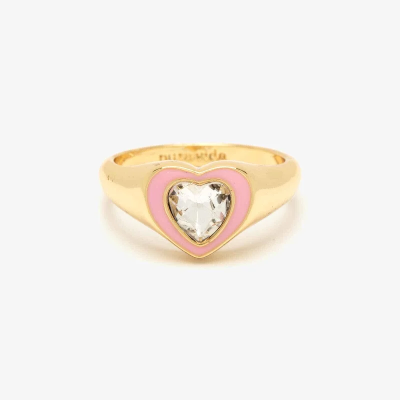 Solitaire Engagement Ring-Stone & Enamel Heart Ring