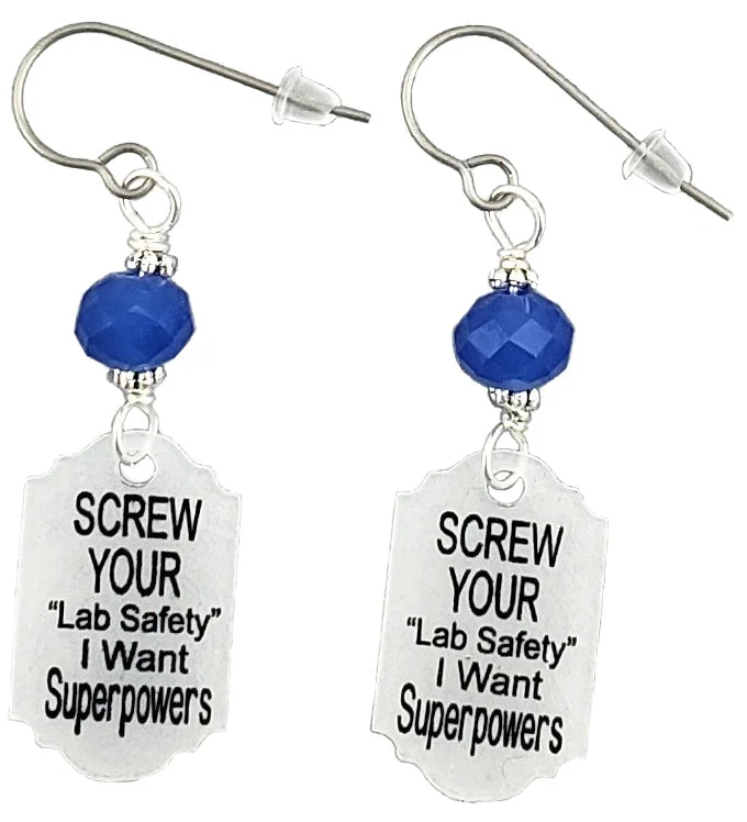 Light Blue Gem Earrings-Screw Your lab Safety I Want Superpowers, Earrings