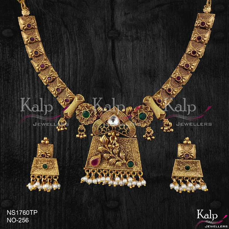 Handmade Necklace-Kalp Jewellers Copper Gold Plated Necklace Set