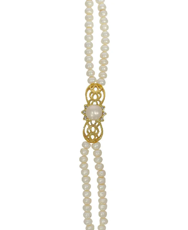 Gold Bracelets for Women-Pretty white Pearl Bracelet