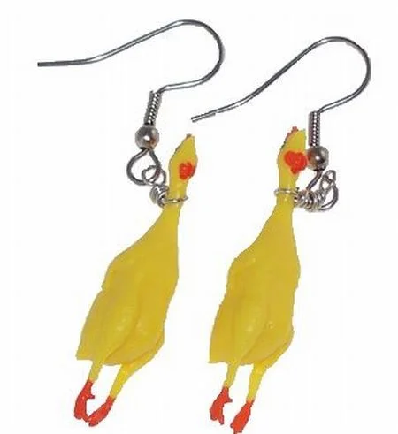 Hoop Earrings with Diamonds-Rubber Chicken, Earrings