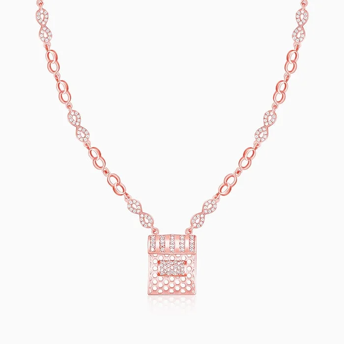 Unique Leather Necklace-Rose Gold Endless Romance Necklace