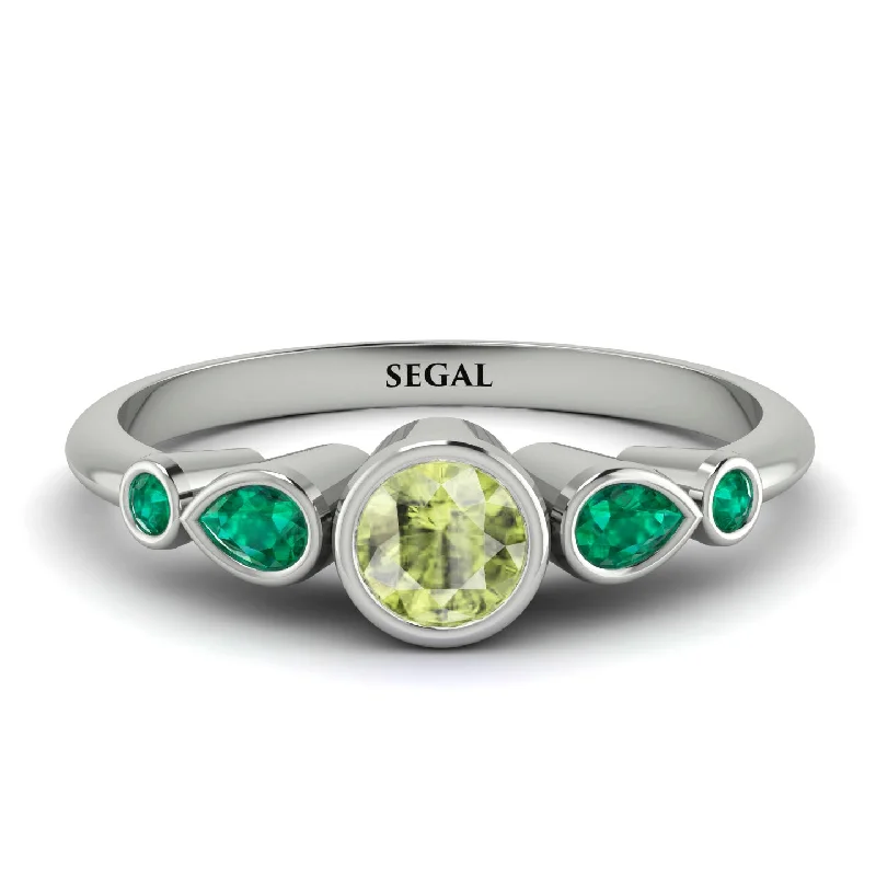 Colored Gemstone Ring-Bezel Symmetrical Peridot Ring - Ivy No. 606