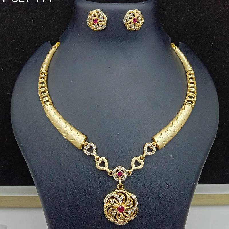 Fancy Choker Necklace-SP Jewellery Gold Plated Austrian Stone Necklace Set