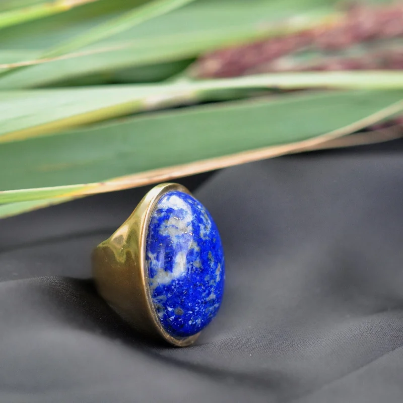 Personalized Stacking Ring-BLUE LAPIS STATEMENT RING