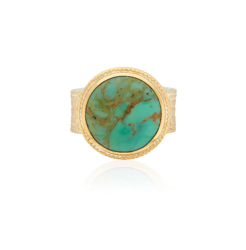 Custom Silver Ring-Anna Beck Gold Turquoise Cocktail Ring