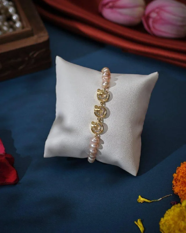 Handcrafted Charm Bracelets-Indira Pink Pearl Bracelet