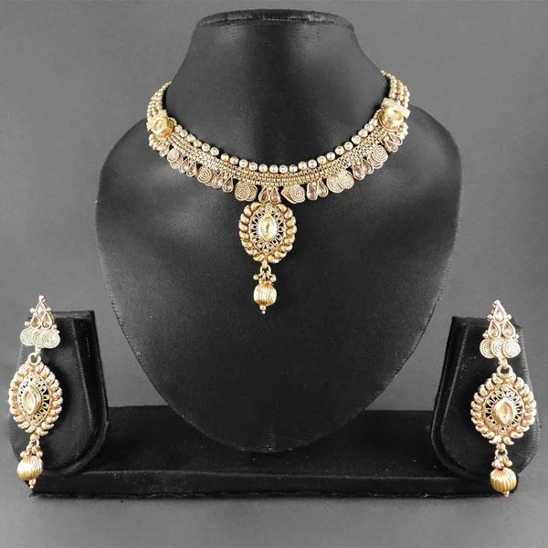 Boho Chic Necklace-Darshana Jewels Copper Gold Plated Necklace Set - FAP0054