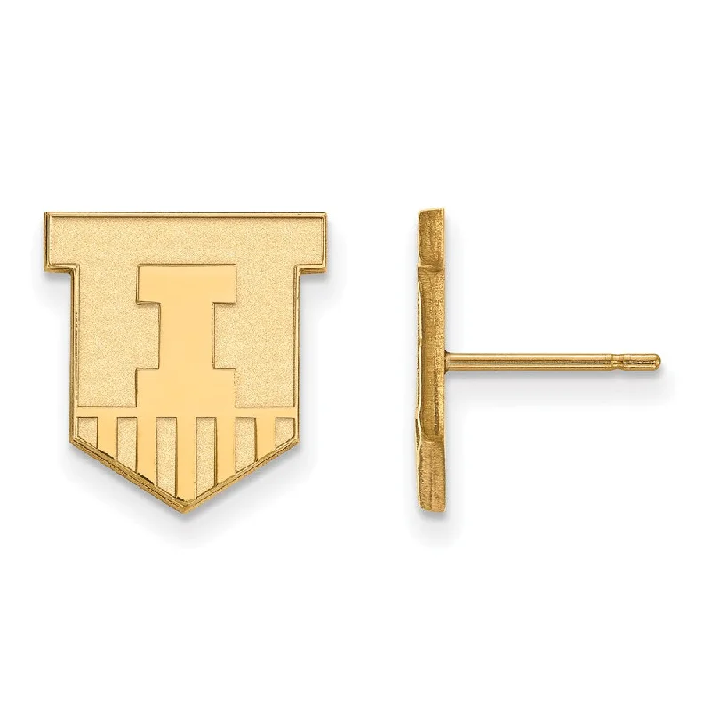 Luxury Stud Earrings-14k Yellow Gold University of Illinois Small Post Earrings