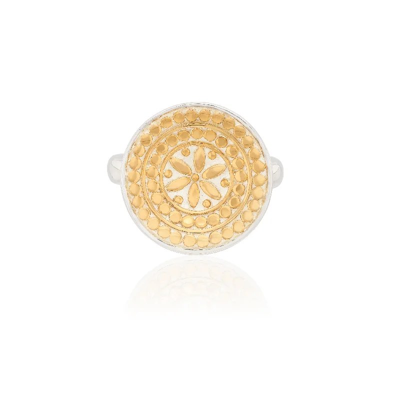 Men's Gold Ring-Anna Beck Gold Silver Classic Flower Dish Ring