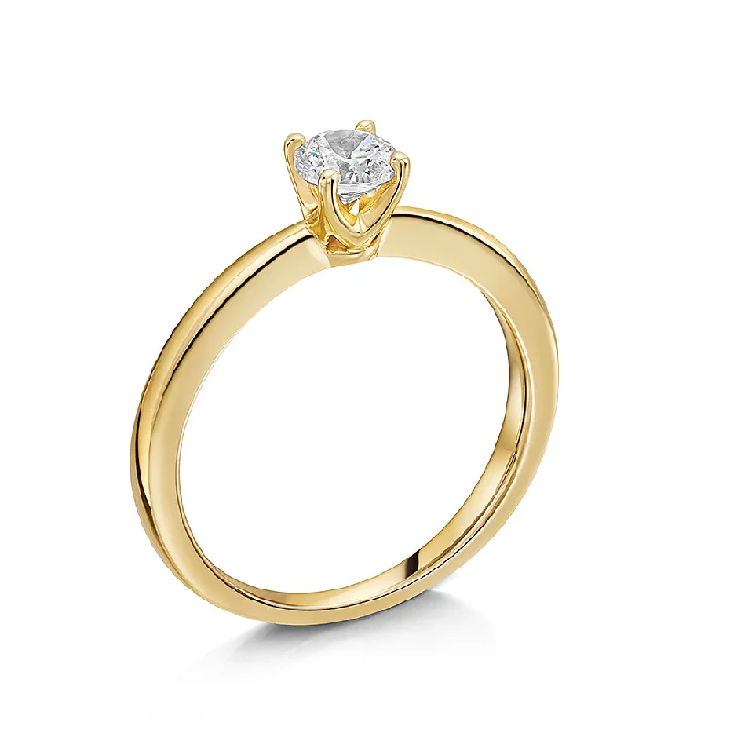 Retro Vintage Ring-Jools Gold Vermeil 0.5ct Brilliant Cut Cubic Zirconia Ring