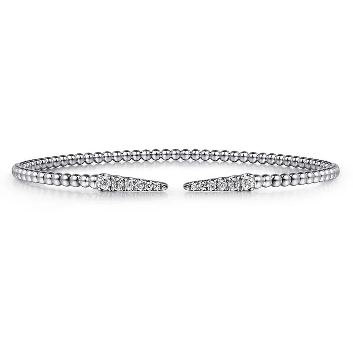 Custom Design Bangle Set-14K White Gold Bujukan Diamond Spikes Split Bangle