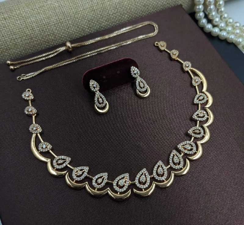 Layered Gold Necklace-Kavita Art Gold Plated Austrian Stone Necklace Set